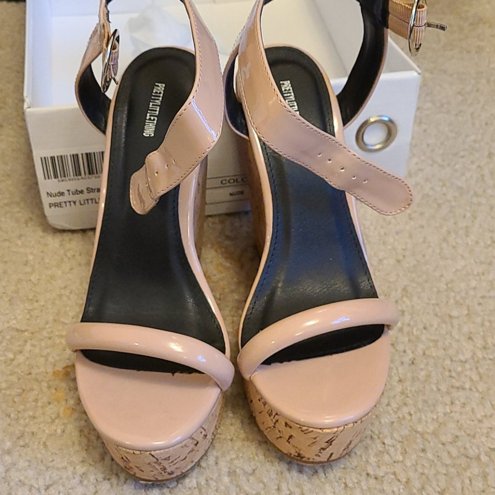 Nude Tube Strap Wedge